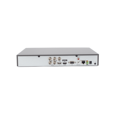 HIKVISION - DVR 4 Canales TURBOHD + 2 Canales IP / 5 Megapixel Lite - 3K Lite / Audio de Dos Vías por Coaxitron / Reconocimiento Facial / ACUSENSE (Evista falsas alarmas) / 1 Bahía de Disco Duro / Salida de Video en Full HD