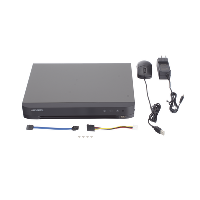 HIKVISION - DVR 4 Canales TURBOHD + 2 Canales IP / 5 Megapixel Lite - 3K Lite / Audio de Dos Vías por Coaxitron / Reconocimiento Facial / ACUSENSE (Evista falsas alarmas) / 1 Bahía de Disco Duro / Salida de Video en Full HD