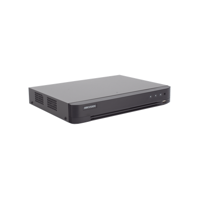 HIKVISION - DVR 4 Canales TURBOHD + 4 Canales IP / 8 Megapixel (4K) / Audio por Coaxitron / ACUSENSE / Reconocimiento Facial / 1 Bahía de Disco Duro / Salida de Video en Full HD / H.265+ / Alarmas I/O