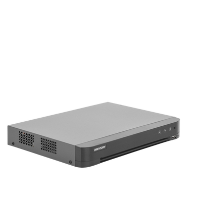 HIKVISION - DVR 4 Canales TurboHD + 4 Canales IP / 8 Megapixel (4K) / Acusense (Evita Falsas Alarmas) / Audio por Coaxitron / 1 Bahía de Disco Duro / 4 Entradas de Alarma / 1 Salida de Alarma / H.265+ / Salida de Video en Full HD