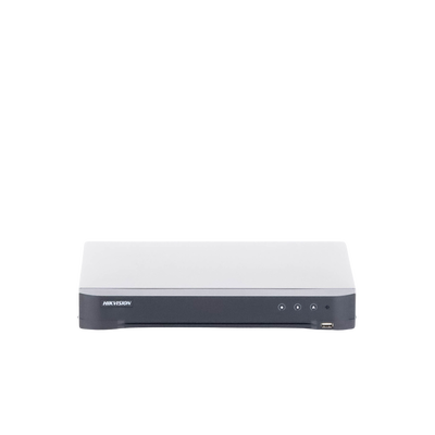 HIKVISION - DVR 4 Canales TurboHD +  4 Canales IP / 8 Megapixel (4K) / Audio por Coaxitron / 1 Bahía de Disco Duro / Salida de Video en Full HD / H.265+