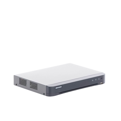HIKVISION - DVR 4 Canales TurboHD +  4 Canales IP / 8 Megapixel (4K) / Audio por Coaxitron / 1 Bahía de Disco Duro / Salida de Video en Full HD / H.265+