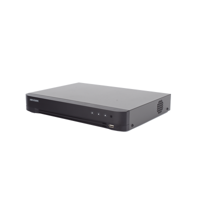 HIKVISION - DVR 4 Canales TURBOHD + 4 Canales IP / 8 Megapixel (4K) / Audio de dos vías por Coaxitron / ACUSENSE / Reconocimiento Facial / 1 Bahía de Disco Duro / Salida de Video en Full HD / H.265+