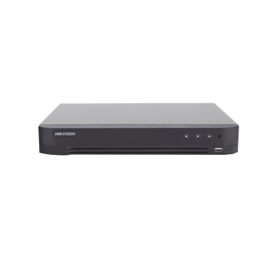 HIKVISION - DVR 4 Canales TURBOHD + 4 Canales IP / 8 Megapixel (4K) / Audio de dos vías por Coaxitron / ACUSENSE / Reconocimiento Facial / 1 Bahía de Disco Duro / Salida de Video en Full HD / H.265+