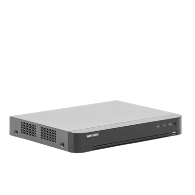 HIKVISION - DVR 8 Canales TurboHD + 4 Canales IP / 5 Megapixel Lite - 3K Lite / Acusense (Evita falsas alarmas) / Audio por Coaxitron / 1 Bahía de Disco Duro / Reconocimiento Facial (Base de Datos) / H.265+ / Salida de Video en Full HD