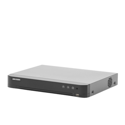 HIKVISION - DVR 8 Canales TurboHD + 4 Canales IP / 5 Megapixel Lite - 3K Lite / Acusense (Evita falsas alarmas) / Audio por Coaxitron / 1 Bahía de Disco Duro / Reconocimiento Facial (Base de Datos) / H.265+ / Salida de Video en Full HD
