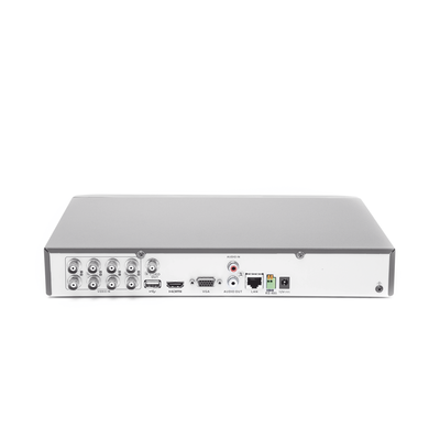 HIKVISION - DVR 8 Canales TurboHD + 4 Canales IP / 5 Megapixel - 3K Lite / Acusense (Evita Falsas Alarmas) / Audio por Coaxitron / 1 Bahía de Disco Duro / H.265+ / Salida de Video en Full HD