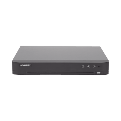 HIKVISION - DVR 8 Canales TurboHD + 4 Canales IP / 5 Megapixel - 3K Lite / Acusense (Evita Falsas Alarmas) / Audio por Coaxitron / 1 Bahía de Disco Duro / H.265+ / Salida de Video en Full HD