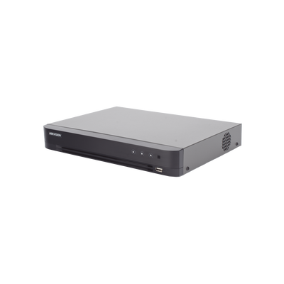 HIKVISION - DVR 8 Canales TURBOHD + 4 Canales IP / 5 Megapixel Lite - 3K Lite / Audio de Dos Vías por Coaxitron / Reconocimiento Facial / ACUSENSE (Evita falsas alarmas) / 1 Bahía de Disco Duro / Salida de Video en Full HD
