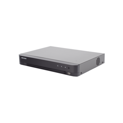 HIKVISION - DVR 8 Canales TURBOHD + 4 Canales IP / 5 Megapixel Lite - 3K Lite / Audio de Dos Vías por Coaxitron / Reconocimiento Facial / ACUSENSE (Evita falsas alarmas) / 1 Bahía de Disco Duro / Salida de Video en Full HD