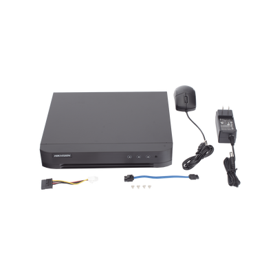 HIKVISION - DVR 8 Canales TURBOHD + 4 Canales IP / 5 Megapixel Lite - 3K Lite / Audio de Dos Vías por Coaxitron / Reconocimiento Facial / ACUSENSE (Evita falsas alarmas) / 1 Bahía de Disco Duro / Salida de Video en Full HD