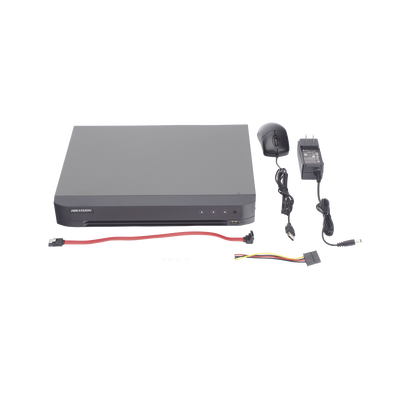 HIKVISION - DVR 8 Canales TURBOHD +  8 Canales IP / 8 Megapixel (4K) / Audio por Coaxitron / ACUSENSE / Reconocimiento Facial / 1 Bahía de Disco Duro / Alarmas I/O / Salida de Video en 4K / H.265+