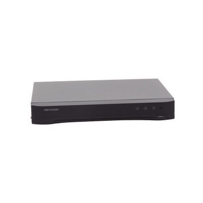 HIKVISION - DVR 8 Canales TurboHD + 8 Canales IP / 8 Megapixel (4K) / Acusense (Evita Falsas Alarmas) / Audio por Coaxitron / 1 Bahía de Disco Duro / 8 Entradas de Alarma / 4 Salidad de Alarma / H.265+
