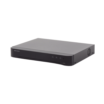 HIKVISION - DVR 8 Canales TurboHD + 8 Canales IP / 8 Megapixel (4K) / Acusense (Evita Falsas Alarmas) / Audio por Coaxitron / 1 Bahía de Disco Duro / 8 Entradas de Alarma / 4 Salidad de Alarma / H.265+