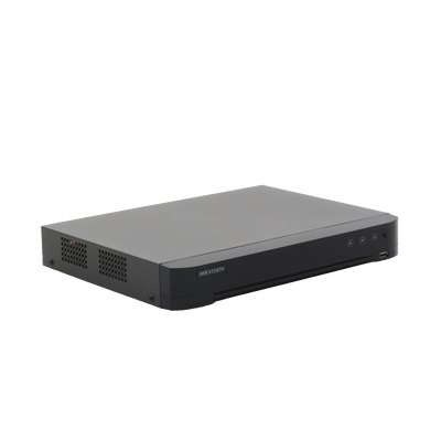 HIKVISION - DVR 8 Canales TurboHD + 8 Canales IP / 8 Megapixel (4K) / Acusense (Evita Falsas Alarmas) / Audio por Coaxitron / 1 Bahía de Disco Duro / 8 Entradas de Alarma / 4 Salidad de Alarma / H.265+