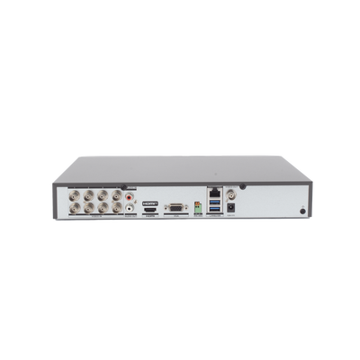 HIKVISION - DVR 8 Canales TURBOHD + 8 Canales IP / 8 Megapixel (4K) / Audio por Coaxitron / ACUSENSE / Reconocimiento Facial / 1 Bahía de Disco Duro / Salida de Video en 4K / H.265+