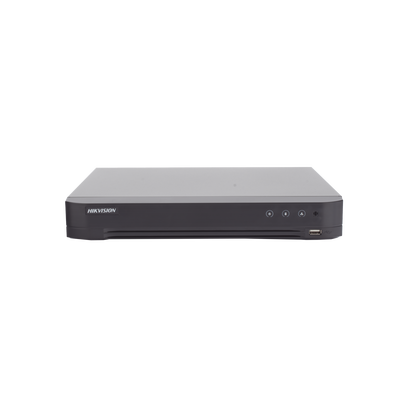 HIKVISION - DVR 8 Canales TURBOHD + 8 Canales IP / 8 Megapixel (4K) / Audio por Coaxitron / ACUSENSE / Reconocimiento Facial / 1 Bahía de Disco Duro / Salida de Video en 4K / H.265+
