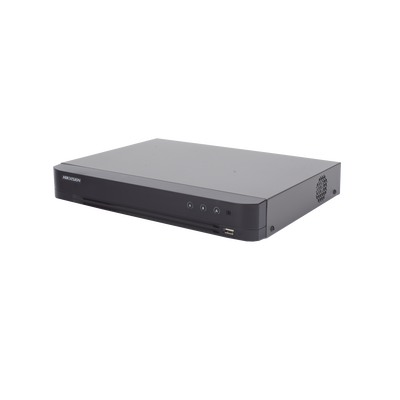 HIKVISION - DVR 8 Canales TURBOHD + 8 Canales IP / 8 Megapixel (4K) / Audio de dos vías por Coaxitron / ACUSENSE / Reconocimiento Facial / 1 Bahía de Disco Duro / Salida de Video en 4K / H.265+