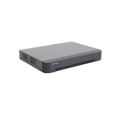 HIKVISION - DVR 8 Canales TURBOHD + 8 Canales IP / 8 Megapixel (4K) / Audio de dos vías por Coaxitron / ACUSENSE / Reconocimiento Facial / 1 Bahía de Disco Duro / Salida de Video en 4K / H.265+