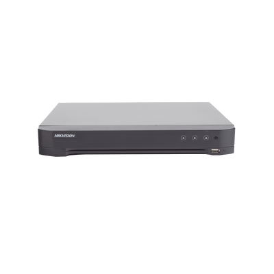 HIKVISION - DVR 8 Canales TURBOHD + 8 Canales IP / 8 Megapixel (4K) / Audio de dos vías por Coaxitron / ACUSENSE / Reconocimiento Facial / 1 Bahía de Disco Duro / Salida de Video en 4K / H.265+