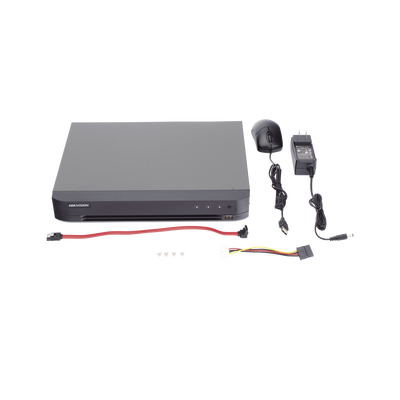 HIKVISION - DVR 8 Canales TURBOHD + 8 Canales IP / 8 Megapixel (4K) / Audio de dos vías por Coaxitron / ACUSENSE / Reconocimiento Facial / 1 Bahía de Disco Duro / Salida de Video en 4K / H.265+