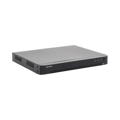HIKVISION - DVR 8 Canales TurboHD + 8 Canales IP / 8 Megapixel (4K) / Acusense (Evita Falsas Alarmas) / Audio por Coaxitron / 2 Bahías de Disco Duro / 8 Entradas de Alarma / 4 Salidas de Alarma / H.265+
