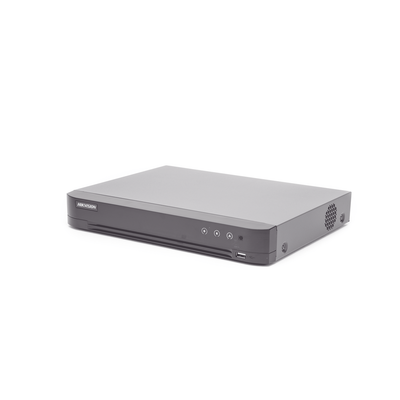 HIKVISION - DVR 16 Canales TurboHD + 8 Canales IP / 5 Megapixel Lite - 3K Lite / Acusense (Evita Falsas Alarmas) / Reconocimiento de Rostros (Base de Datos) / Audio por Coaxitron / 1 Bahía de Disco Duro / H.265+