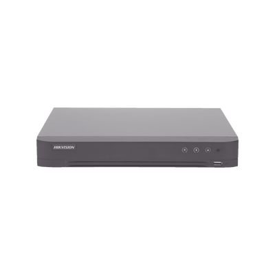 HIKVISION - DVR 16 Canales TurboHD + 8 Canales IP / 5 Megapixel Lite - 3K Lite / Acusense (Evita Falsas Alarmas) / Reconocimiento de Rostros (Base de Datos) / Audio por Coaxitron / 1 Bahía de Disco Duro / H.265+