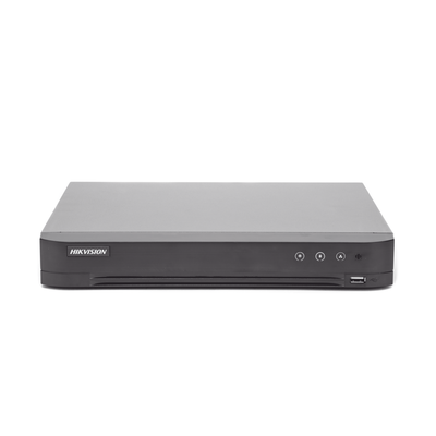 HIKVISION - (ACUSENSE / Evita Falsas Alarmas) DVR 4 Megapixel / 16 Canales TURBOHD + 8 Canales IP /  1 Bahía de Disco Duro / Audio por Coaxitron / Salida de Vídeo en Full HD
