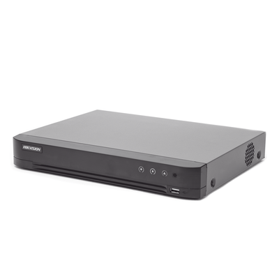 HIKVISION - (ACUSENSE / Evita Falsas Alarmas) DVR 4 Megapixel / 16 Canales TURBOHD + 8 Canales IP /  1 Bahía de Disco Duro / Audio por Coaxitron / Salida de Vídeo en Full HD