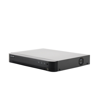 HIKVISION - DVR 16 Canales TurboHD + 8 Canales IP / 5 Megapixel Lite - 3K Lite / Acusense (Evita Falsas Alarmas) / Audio por Coaxitron / 1 Bahía de Disco Duro / H.265+ / Salida de Video en Full HD