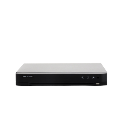 HIKVISION - DVR 16 Canales TurboHD + 8 Canales IP / 5 Megapixel Lite - 3K Lite / Acusense (Evita Falsas Alarmas) / Audio por Coaxitron / 1 Bahía de Disco Duro / H.265+ / Salida de Video en Full HD