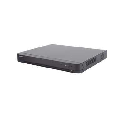 HIKVISION - DVR 16 Canales TURBOHD + 16 Canales IP / 8 Megapixel (4K) / Audio por Coaxitron / ACUSENSE / Reconocimiento Facial / 2 Bahías de Disco Duro / Salida de Video en 4K / H.265+ / Alarmas I/O