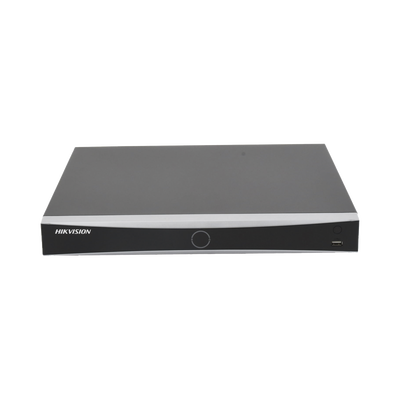 HIKVISION - NVR 12 Megapixel (4K) / Reconocimiento Facial / 16 Canales IP / 16 Puertos PoE+ / 2 Bahías de Disco Duro / Filtro de Falsas Alarmas / Detección de Cuerpo Humano y Vehículos / Time Lapse