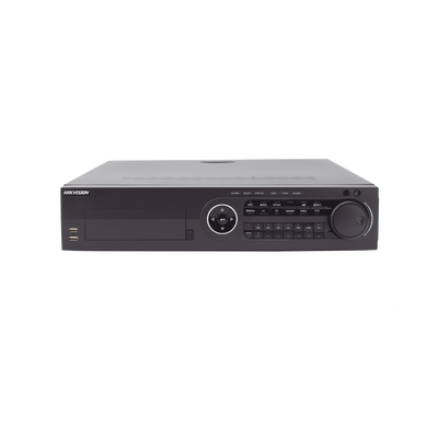 HIKVISION - DVR 16 Canales TurboHD + 8 Canales IP / 3K / 5 Megapixel /  8 Bahías de Disco Duro / 16 Entradas de Audio Fisicas (Microfono por Separado) / Audio por coaxitron / Acusense / 16 Entradas de Alarma / POS / H.265+