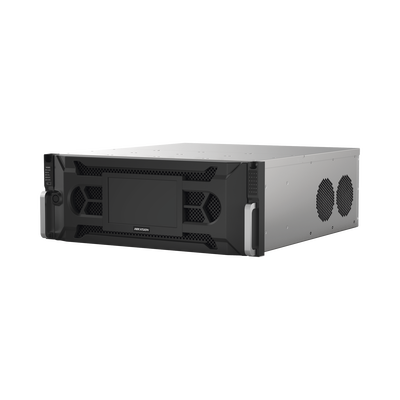 HIKVISION - NVR 12 Megapixel (4K) / 128 Canales IP / 24 Bahías de Disco Duro / 4 Tarjetas de Red / Soporta RAID / Reconocimiento Facial / Bases de Datos / Filtro de Falsas Alarmas / Detección de Cuerpo Humano y Vehículos