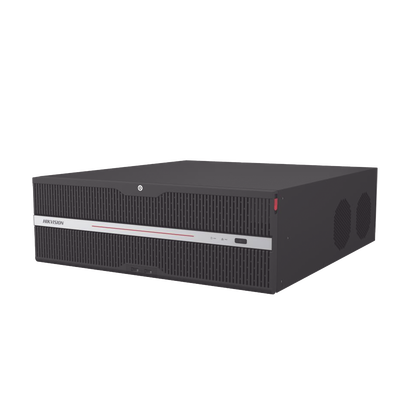 HIKVISION -  NVR 12 Megapixel (4K) / 32 Canales IP / 16 Bahías de Disco Duro / 2 Tarjetas de Red / Soporta RAID / HDMI en 4K / Soporta POS / Reconocimiento Facial / Bases de Datos / Hasta 100,000 Fotografías / AcuSearch