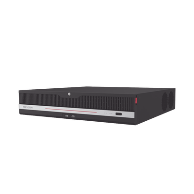HIKVISION -  NVR 12 Megapixel (4K) / 64 Canales IP / 8 Bahías de Disco Duro / 2 Tarjetas de Red / Soporta RAID / HDMI en 4K / Soporta POS / Reconocimiento Facial / Bases de Datos / Hasta 100,000 Fotografías