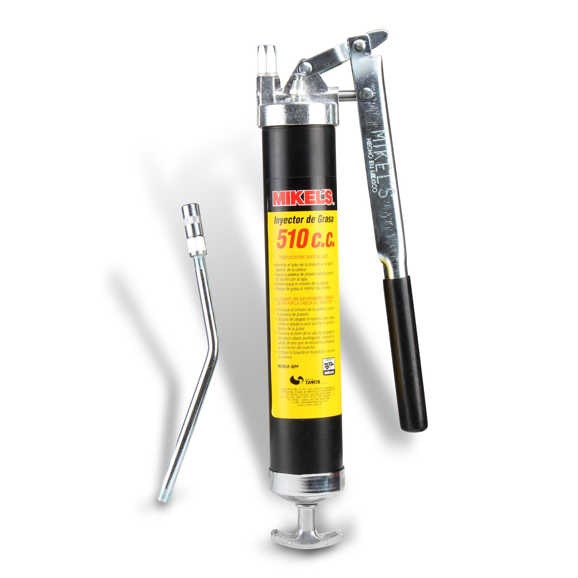 Inyector de grasa tipo palanca, tubo rígido (6.000 PSI, 510 c.c.)