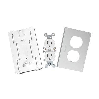 THORSMAN - Contacto eléctrico doble, soporte y tapa de PVC auto extinguible y aluminio, universal (8191-10200)
