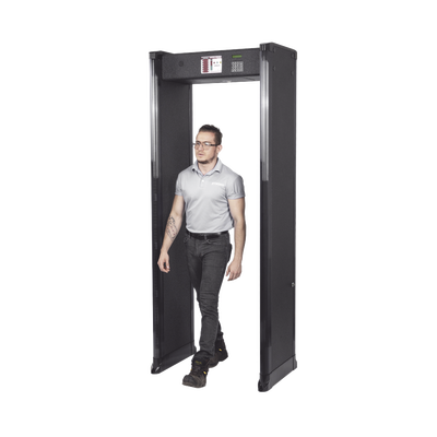 RANGER SECURITY DETECTORS - Arco Detector de Metales de 6 Zonas para Intemperie con Anclaje para Fijarse al Piso. Incluye Sensor IR para evitar falsas Alarmas / Certificado por la Administración Federal de Aviación de EE. UU. (FAA)