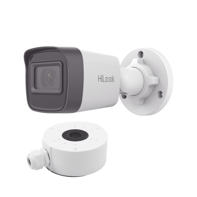 HILOOK BY HIKVISION - HiLook Series / Bala IP 4 Megapixel / 20 mts IR / Exterior IP67 / PoE / dWDR / Lente 2.8 mm + Caja de conexión DS-1280ZJ-XSP