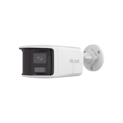 HILOOK BY HIKVISION - [Dual Light] Bala IP 6 Megapixel / Imagen Panorámica 180°/ PoE / Micrófono y Bocina Integrado / Exterior IP67 / Audio Bidireccional / Alarma Visual y Auditiva Integrada / Smart Supplement Light / Micro SD 512 GB
