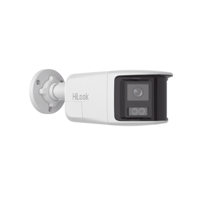 HILOOK BY HIKVISION - [Dual Light] Bala IP 8 Megapixel / Imagen Panorámica 180°/ PoE / Micrófono y Bocina Integrado / Exterior IP67 / Audio Bidireccional / Alarma Visual y Auditiva Integrada / Smart Supplement Light / Micro SD 512 GB