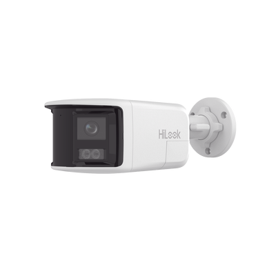 HILOOK BY HIKVISION - [Dual Light] Bala IP 8 Megapixel / Imagen Panorámica 180°/ PoE / Micrófono y Bocina Integrado / Exterior IP67 / Audio Bidireccional / Alarma Visual y Auditiva Integrada / Smart Supplement Light / Micro SD 512 GB