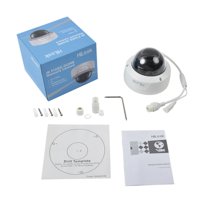 HIKVISION - HiLook Series / Domo IP 2 Megapixel / 30 mts IR / Exterior IP67 / Antivandálica IK10 / dWDR / PoE / Lente 2.8 mm