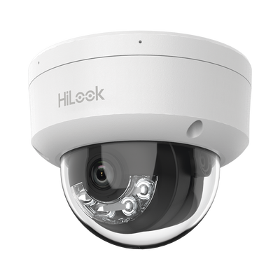 HILOOK BY HIKVISION - [Dual Light] Domo IP de 2 Megapixel (1080p) / Lente 2.8 mm / 20 mts IR + 15 mts Luz Blanca / Micrófono Integrado / ACUSENSE Lite / Uso en interior / PoE / dWDR / H.265+ / ONVIF