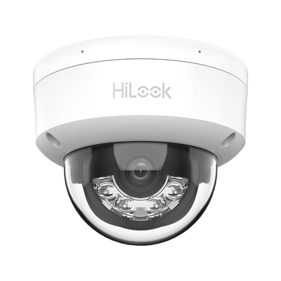 HILOOK BY HIKVISION - [Dual Light] HiLook Series / Domo IP de 4 Megapixel / Uso en interior / Lente 2.8 mm / 20 mts IR + 20 mts Luz Blanca / Micrófono Integrado / ACUSENSE Lite / PoE / dWDR / H.265+ / ONVIF