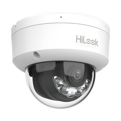 HILOOK BY HIKVISION - [Dual Light] HiLook Series / Domo IP de 4 Megapixel / Uso en interior / Lente 2.8 mm / 20 mts IR + 20 mts Luz Blanca / Micrófono Integrado / ACUSENSE Lite / PoE / dWDR / H.265+ / ONVIF