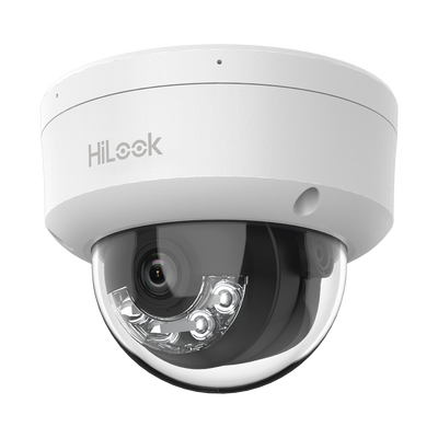 HILOOK BY HIKVISION - [Dual Light] HiLook Series / Domo IP de 4 Megapixel / Uso en interior / Lente 2.8 mm / 20 mts IR + 20 mts Luz Blanca / Micrófono Integrado / ACUSENSE Lite / PoE / dWDR / H.265+ / ONVIF